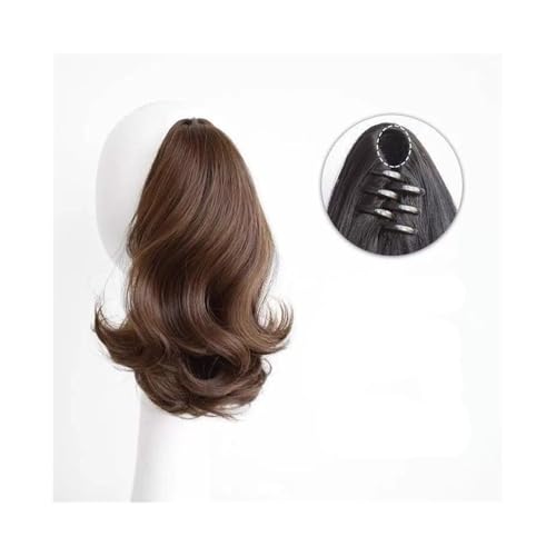 Schwanzclip im Haar 12-Zoll-Pferdeschwanzverlängerung, kurze Pferdeschwanz-Haarverlängerung mit Krallenclip, lockiges, gewelltes, hochtemperaturbeständiges Kunsthaar-Pferdeschwanz-Haarteil for Frauen von Hhaoran-9868