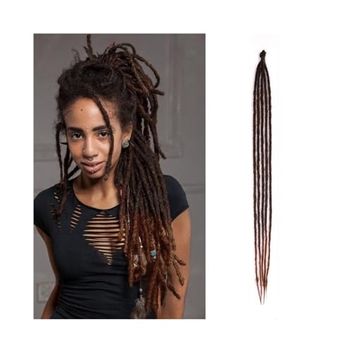 Schwanzclip im Haar 36 Zoll handgefertigte Dreadlocks-Haare, 5 Stränge, 1,0 cm, hitzebeständige synthetische Pre-Loop-Häkelzöpfe, Haar-Dreadlock-Erweiterungen for Frauen Elastische Haargummis(Natural von Hhaoran-9868