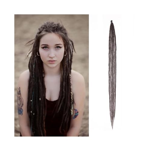 Schwanzclip im Haar 36 Zoll handgefertigte Dreadlocks-Haare, 5 Stränge, 1,0 cm, hitzebeständige synthetische Pre-Loop-Häkelzöpfe, Haar-Dreadlock-Erweiterungen for Frauen Elastische Haargummis(Medium B von Hhaoran-9868