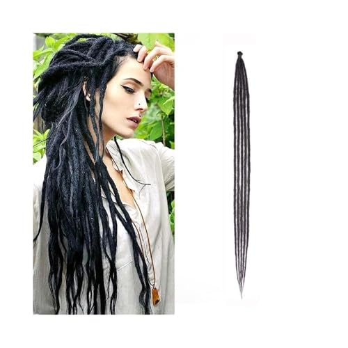 Schwanzclip im Haar 36 Zoll handgefertigte Dreadlocks-Haare, 5 Stränge, 1,0 cm, hitzebeständige synthetische Pre-Loop-Häkelzöpfe, Haar-Dreadlock-Erweiterungen for Frauen Elastische Haargummis(Natural von Hhaoran-9868