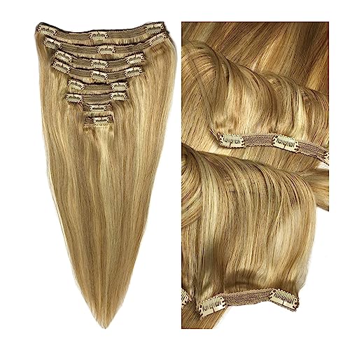 Haarverlängerungen mit Clips 8 Stück verworrene gerade Clip-in-Echthaarverlängerungen, Remy-Haar, voller Kopf, gerade Clip-in-Echthaar, for schwarze Frauen, brasilianisches Echthaar Clip In Extensions von Hhmmei2024-23