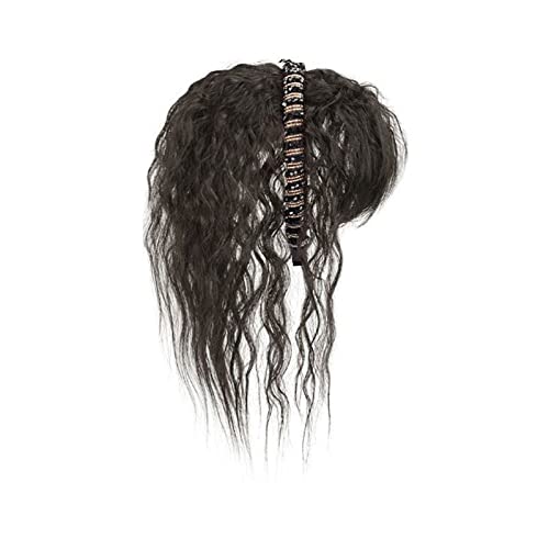 Perücke für Tägliche Simulation Haar Pony Perücke Stück Stirn Haarband Pony Eine Perücke Kopffüller Haarabdeckung Weißes Haar Mädchen Perücken Perücken für Frauen(Brown-black curly hair-40CM) von Hhmmei2024-23