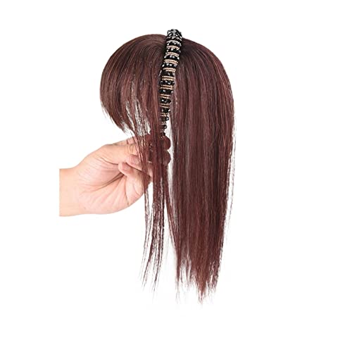 Perücke für Tägliche Simulation Haar Pony Perücke Stück Stirn Haarband Pony Eine Perücke Kopffüller Haarabdeckung Weißes Haar Mädchen Perücken Perücken für Frauen(Dark brown straight hair-40CM) von Hhmmei2024-23