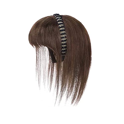Perücke für Tägliche Simulation Haar Pony Perücke Stück Stirn Haarband Pony Eine Perücke Kopffüller Haarabdeckung Weißes Haar Mädchen Perücken Perücken für Frauen(Light brown straight hair-25CM) von Hhmmei2024-23