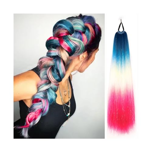 Pferdeschwanz Haarteil Bunte gerade Pferdeschwanz-Verlängerung mit elastischem Haargummi, Ombre-Flechthaar, 66 cm, Regenbogenfarben, Flecht-Pferdeschwanz-Verlängerung for Mädchen und Kinder Pferdeschw Pferdeschwanz Haarteil Bunte gerade Pferdeschwanz-Verlängerung mit elastischem Haargummi, Ombre-Flechthaar, 66 cm, Regenbogenfarben, Flecht-Pferdeschwanz-Verlängerung for Mädchen und Kinder Pferdeschw von Hhmmei2024-23
