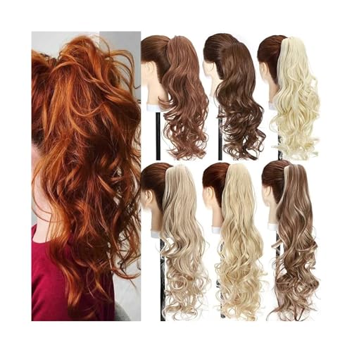 Pferdeschwanz Haarteil Claw Clip in Ponytail Extension 18/24 Inch Synthetic Long Wavy Fake Ponytail Fluffy Natural Wave Curly Ponytail Hairpiece for Women Daily Party Pferdeschwanz Haarextension (Col von Hhmmei2024-23