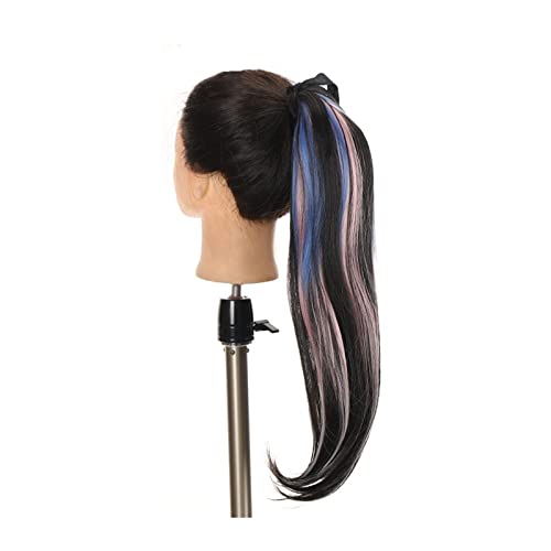 Pferdeschwanz Haarteil Mode Synthetik 45/55 cm gemischte Farbe Pferdeschwanz Haarteil weicher langer gerader Pferdeschwanz Verlängerungen Clip in gerader Pferdeschwanz for Frauen Mädchen Pferdeschwanz von Hhmmei2024-23