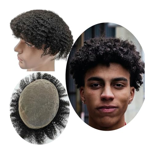 Toupet für Herren 10 * 8 haar ersatz system for Männer 8mm Afro Curl Männer Toupet Volle Spitze Haar teile Haar prothese Haar einheiten basis Perücke Männer von Hhmmei2024-23