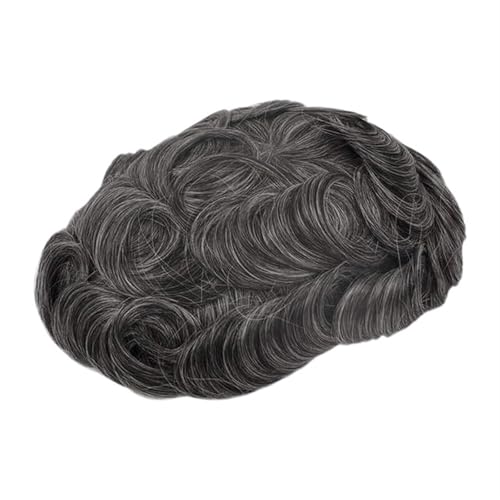 Toupet für Herren Natürlicher menschlicher Haaraufsatz mit grauem Haar, Toupet for Männer, Haarkapillarprothese for Männer, Schweizer Spitze, PU, ​​indische menschliche Haarperücken for Männer Perücke von Hhmmei2024-23