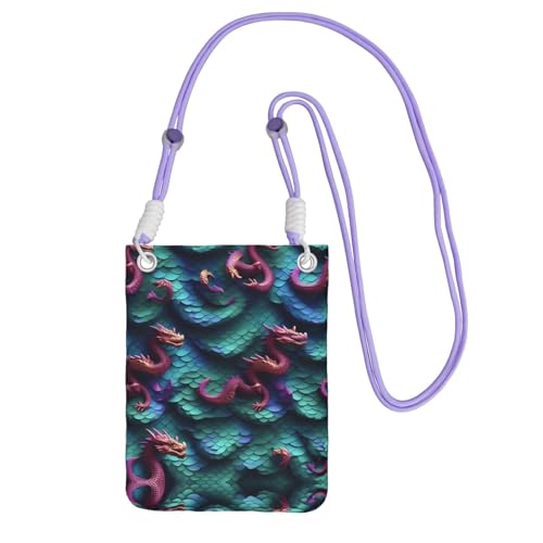 Hhwwtye 3D Magical Dragon Scales Pattern Printing Universal Crossbody Handy Geldbörse Pack Bag für Outdoor-Sportarten Moblie Phone Carrying Cases, violett, Einheitsgröße von Hhwwtye