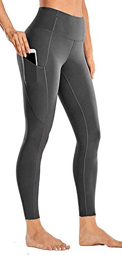 Yoga-Hose mit hoher Taille für Frauen mit Tasche, Workout, Bauchkontrolle, Leggings, 4-Wege-Stretch, Laufen, Radfahren, Jogger, Leggings, Damen, grau, Medium von Hi Clasmix