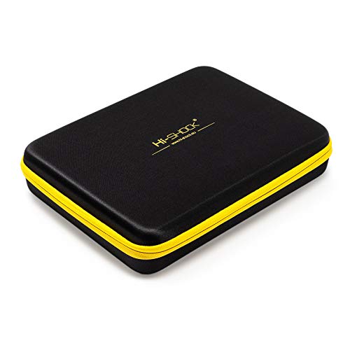Hi-SHOCK 3D Brillenetui/Hardcase Quad-Case für Vier Brillen. Hartschalen Box mit Reißverschluss & Zubehörfach | inkl. 4X Mikrofasertücher | 32 x 23 x 6,5 cm | schwarz von Hi-SHOCK