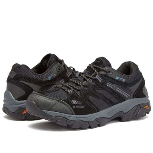 HI-TEC Ravus WP Low Wasserdichte Wanderschuhe für Herren, leichte atmungsaktive Outdoor-Trekking- und Trailschuhe, Größen 40 bis 48, Medium und Extra Breit, schwarz, 42 EU von Hi-Tec