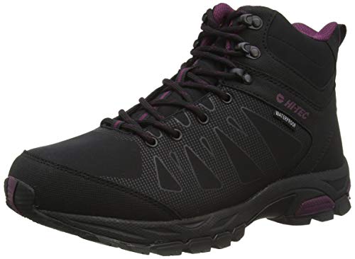 Hi-Tec Damen Raven Mid Wp Womens Trekking-& Wanderstiefel, Schwarz (Black/Grape Wine 21), 37 EU von Hi-Tec