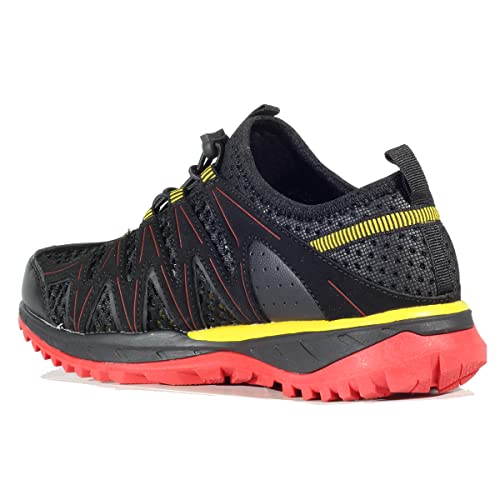 Hi-Tec Hiker Vent Unisex Herren Damen Outdoor Sportschuhe Rutschfest Wasserschuhe Mesh Atmungsaktiv Trailschuhe / Sommer Wanderschuhe, Schwarz / Gelb (Black Molten Lava Spectra Yellow), 41 EU von Hi-Tec