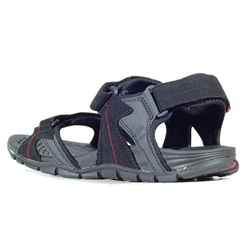 Hi-Tec Kuriles Sportliche Herren-Sandale mit Klettverschlüssen, robuste Gummisohle, Traktion, ideal für den Sommer, Schwarz (Black Charcoal Molten Lava), 41 EU von Hi-Tec