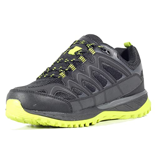 Hi-Tec Lander Low Herrenschuhe, wasserdicht, Wanderschuhe, Winterschuhe, Trailschuhe für Herren mit Membran, Schwarz / Kohlegrau / Limettengrün (Black Charcoal, 42 EU von Hi-Tec