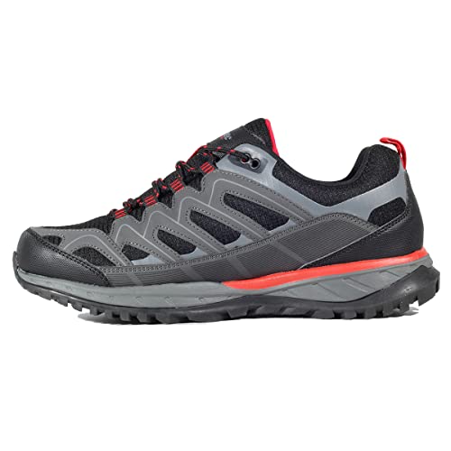 Hi-Tec Lander Low Wasserdichte Herrenschuhe / Wanderschuhe / Trailschuhe für Herren mit Membran, Charcoal Fiery Red, 45 EU von Hi-Tec