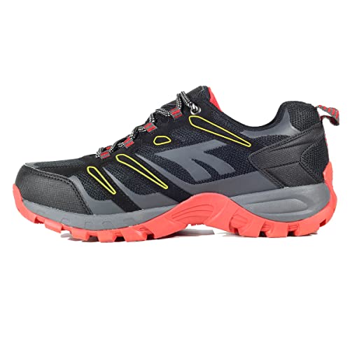 Hi-Tec Muflon Low Trekkingschuhe für Herren, wasserdicht, Bergschuhe für Herren, Black Molten Lava Spectra Yellow, 42 EU von Hi-Tec