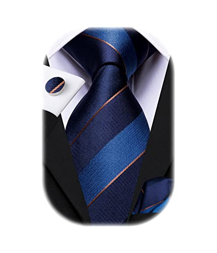 Hi-Tie Blaue Krawatten für Herren, Taschen, quadratisch, Manschettenknöpfe, Krawatten-Sets für Herren, Hochzeit, formelle Krawatte von Hi-Tie