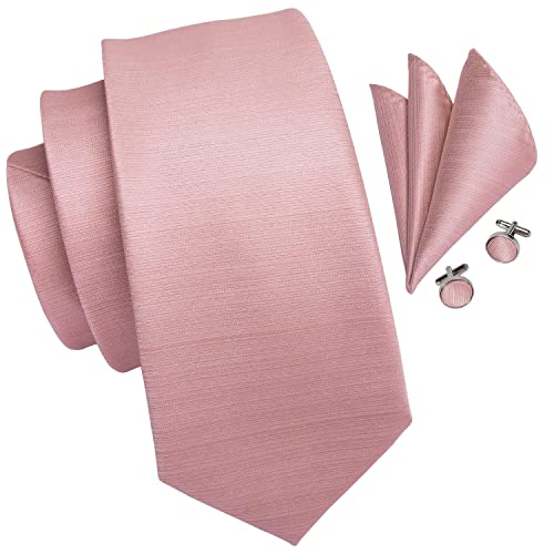 Hi-Tie Rosa Krawatte für Herren Hochzeit Krawatte Einstecktuch Manschettenknöpfe Gewebte Seidenkrawatte Sets für Männer von Hi-Tie