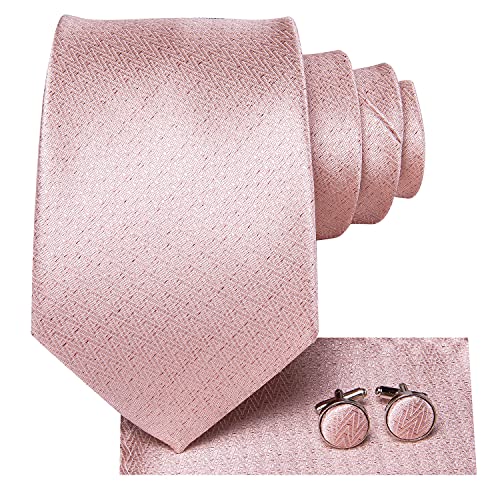 Hi-Tie Rosa Krawatten Hochzeit Gewebte Seidenkrawatten Einstecktuch Manschettenknöpfe Krawattensets Hochzeit Business Formelle Krawatte Für Herren von Hi-Tie