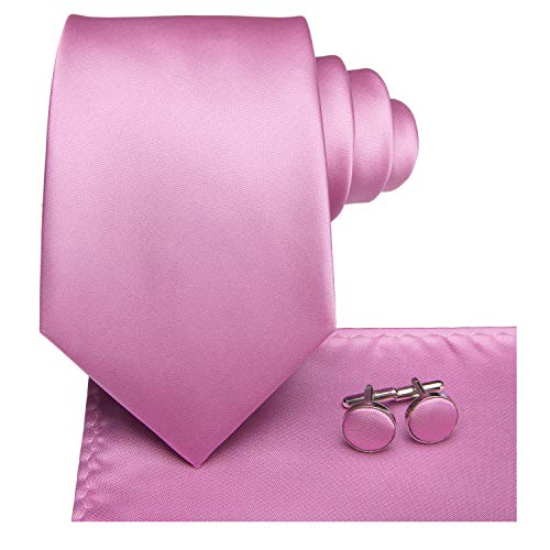 Hi-Tie rosa Krawatten feste Seidenkrawatte Einstecktuch Manschettenknöpfe Hochzeit formelle Herrenkrawatte von Hi-Tie