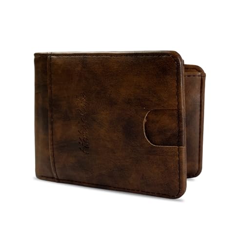 HiChiclife RFID-Leder Geldbörse für Herren – Dünnes Kaffee-Braunes Portemonnaie mit Kartenfächern – Kompakte Anti-Diebstahl Brieftasche für den Alltag von HiChiclife