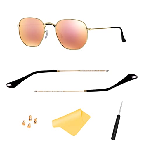 Ersatzbügel für Ray-Ban RB3447 RB3547N RB3548N RB3647N Sonnenbrille Brillen Wechselbügel, mit 4 Schrauben, 1 Schraubendreher(Gold) von HiCycle2