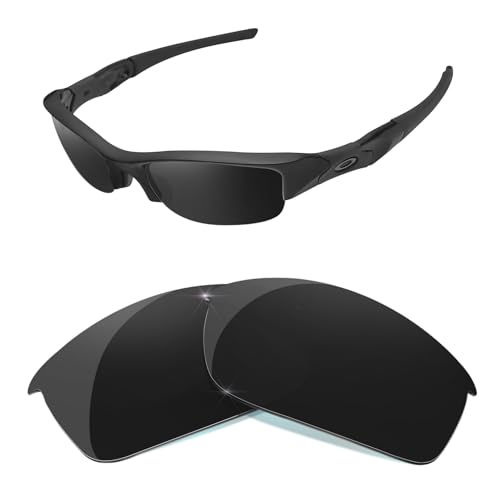 HiCycle2 Verspiegelte polarisierte Ersatzgläser für Oakley Flak Jacket Sonnenbrille, mehrere Optionen, Schwarz , 55mm von HiCycle2