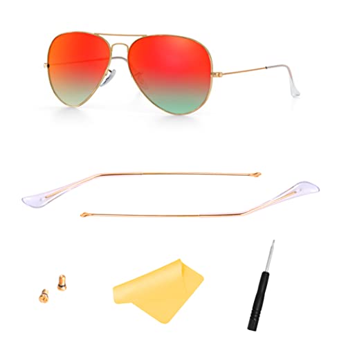 HiCycle2 bügel für Ray-Ban Aviator RB3025 Sonnenbrillen-set, (Gold) Bügelarme + (klar) Bügelspitzen von HiCycle2