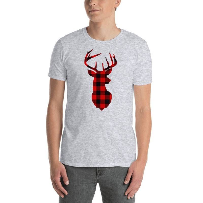 Hirsch Shirt Kariert Rentier Weihnachten Büffel Tshirt Geschenke Für Männer Unisex T-Shirt von HiDearPrint