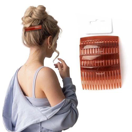 Haarkämme für Damen und Mädchen, 7 cm, breite Zähne, braune Seitenhaarkämme für dickes, lockiges oder feines Haar, langlebiger Kunststoffgriff, Haarschmuck für den täglichen Gebrauch, 8 Stück von HiFEN