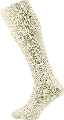 HiFEN® Traditionelle schottische Herren-Socken aus Wolle, warm, bequem, Schlauch, leger, Hochzeit, Sport, Größe 39-45, cremefarben, 6-11 von HiFEN