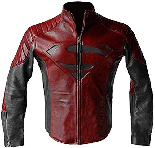 Herren Superhelden-Kostüm Man of Steel gesteppt Biker Lederjacke Kollektion Gr. XL, Aus Echtleder von HiFacon