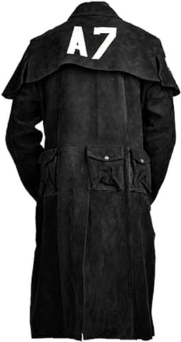 HiFacon A7 Coat NCR Duster Gothic Veteran Ranger Vegas Armor Trench-Kostüm Mantel, Schwarz – Mantel aus Wildleder | mit Patch, M von HiFacon