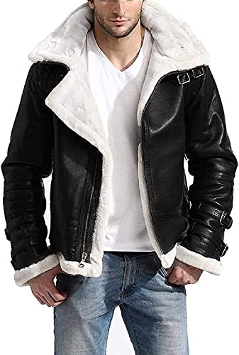 HiFacon Aviator RAF B3 Herren-Bomberjacke aus Lammfell, fliegend, Schwarz - B3 Jacke, 4XL von HiFacon
