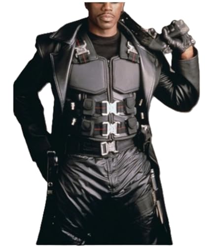 HiFacon Blade Wesley Herren Weste für Cosplay, Leder, formelle taktische Kampfweste, Halloween, Cosplay, Lederweste, Schwarz, S von HiFacon