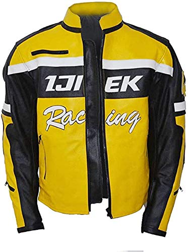 HiFacon Chuck Greene Herren Bikerjacke Racer Gelb / Schwarz, Gelb – echtes Leder, XXXXL von HiFacon