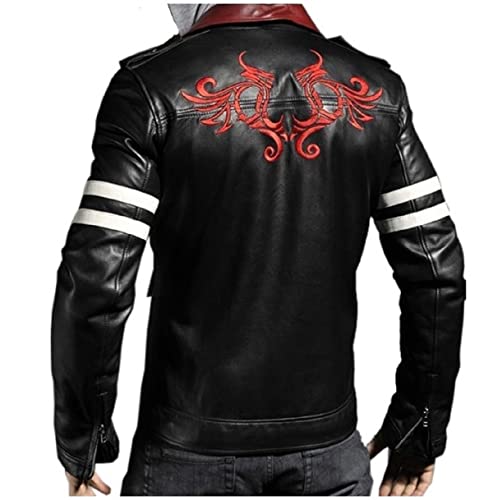 HiFacon Dragon Patch Alex Gaming Mercer Jacke für Herren, Prototyp, schwarze Herren-Lederjacke, Schwarz - Echtleder, 46 von HiFacon