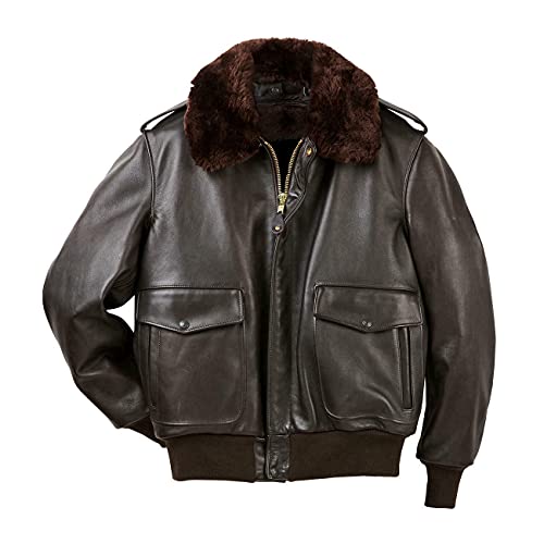 HiFacon G-1 Aviator A-2 Bomberjacke für Herren, braun/schwarz, marineblau Gr. XXXXL, Braun – Leder. von HiFacon