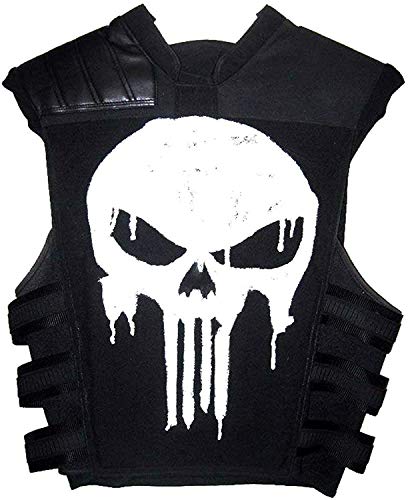 HiFacon Herren Lederweste „Frank Castle The Punisher“ von Thomas Jane, Totenkopf, Schwarz Gr. L, Schwarz – Punisher Weste von HiFacon