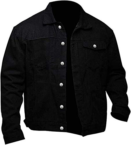 HiFacon Herren Rip Cowboy Wheeler Schwarz Oberbekleidung Trucker Jacke - Schwarz - Large von HiFacon