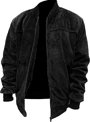 HiFacon Herren-Wildlederjacke | modische Herrenjacke aus Wildleder, Schwarz – Jakcet aus Wildleder, L von HiFacon