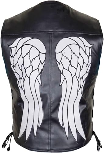 The Walking Dead Daryl Dixon Angel Wings Weste Motorrad Lederjacke Gr. XL, Schwarz - Kunstleder von HiFacon