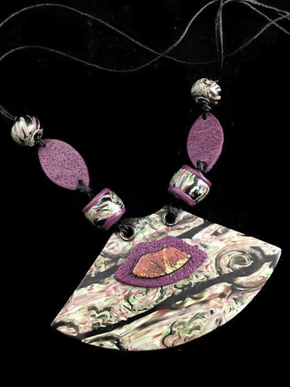 statement Anhänger Halskette Fokal Polymer Kunst Accessoire statement Anhänger Halskette Fokal Polymer Kunst Accessoire von HiGirls