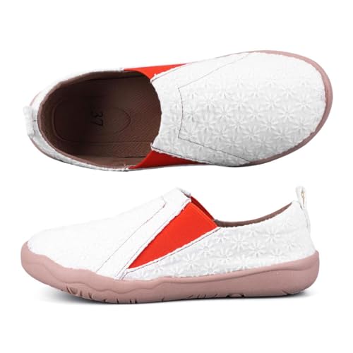 Damen Kunst gemalte lässige Loafers, extra breite Slip-on-Diabetiker-Schuhe für Frauen, bequeme Canvas-Fußgewölbeunterstützung, Wanderschuhe, A06 - Schneeflocken (3D), 7.5-8 Wide von HiGropcore