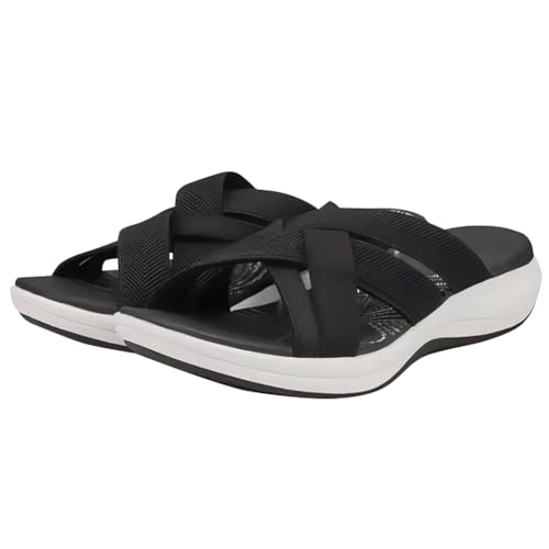 Damen Orthopädische Sandalen mit Fußgewölbeunterstützung Keilabsatz Hausschuhe Leichte Bequeme Sommerschuhe Plateau Rutschfest Sandalen Damen Sommer Strandsandaletten Weichen Sohlen damensandalen von HiGropcore