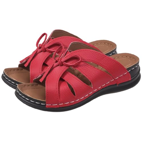 HiGropcore Damen Sandalen Sommer-Keilsandalen für Damen sommer pantoletten damen Orthopädische Damen-Sandalen, Damen-Plateau + Keilschuhe Strand Bequeme Sandaletten Frauen Vintage Sommerschuhe von HiGropcore