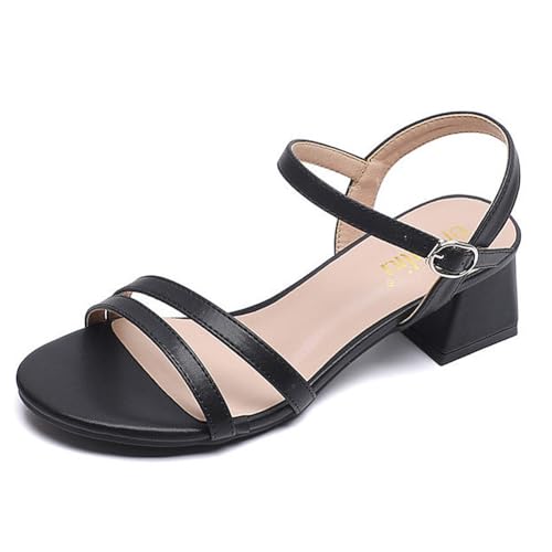 HiGropcore Elegant Sandalen mit Absatz Klassische Runder Kopf Absatzschuhe Sandalen Bequeme Sommersandalen Rutschfeste Keilsandalen Damen Elegant kleiner Absatz Sommer Blockabsatz Schuhe von HiGropcore